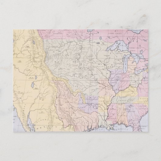 インディアン部族の地域を示す地図 ポストカード (正面)