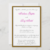 インディアン金ゴールドとピンクディスクの結婚式招待状 招待状 (裏面)