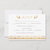 インディアン金ゴールドエスニックパターンウェディングRSVPカード 出欠カード (正面)