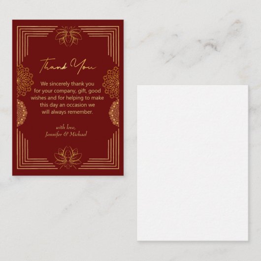 インディアン金ゴールド赤感謝してい幾何結婚体 ノートカード (正面/裏面)
