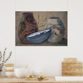 インディアン陶芸デザインポスター、ニュートラルアース ポスター (キッチン)