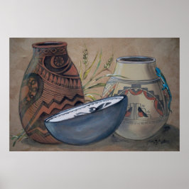 インディアン陶芸デザインポスター、ニュートラルアース ポスター