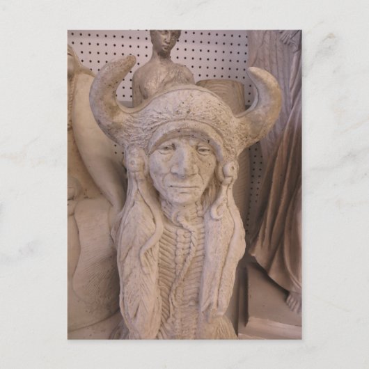 インディアン頭部の彫刻 ポストカード (正面)