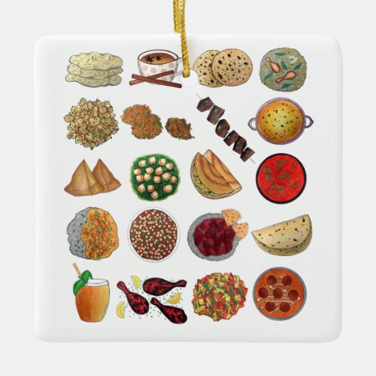 インディアン食のインド料理レストラン料理 セラミックオーナメント (正面)