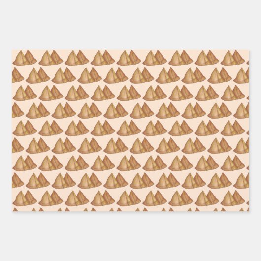 インディアン食品ベジタリアン料理揚げサモザペストリー ラッピングペーパーシート (正面3)