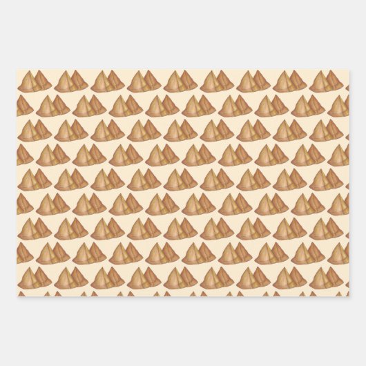 インディアン食品ベジタリアン料理揚げサモザペストリー ラッピングペーパーシート (正面)