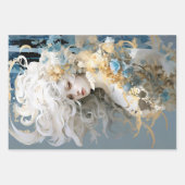 インディアン馬、水彩馬、エキゾチックな女性 ラッピングペーパーシート (正面3)