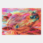 インディアン馬、水彩馬、エキゾチックな女性 ラッピングペーパーシート (正面2)