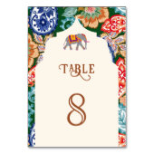 インディアン鮮やかフォークアートエレファントクリームズ結婚ーズ テーブルナンバー (正面)
