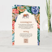 インディアン鮮やかフォークアートエレファントクリームズ結婚ーズ 招待状 (裏面)