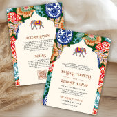 インディアン鮮やかフォークアートエレファントクリームズ結婚ーズ 招待状