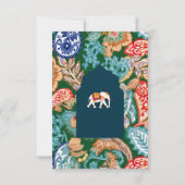 インディアン鮮やかフォークアートエレファントダークブルー結婚ズ 出欠カード (裏面)