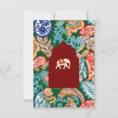 インディアン鮮やかフォークアートエレファントダークレッド結婚ズ 出欠カード (裏面)