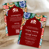 インディアン鮮やかフォークアートエレファントダークレッド結婚ズ 招待状