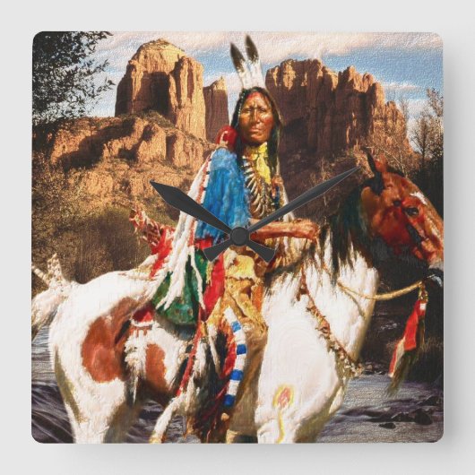 インディアン1Aクロック スクエア壁時計 (正面)