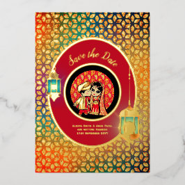 インディアン カップル 本物の金箔がとってもキュートな セーブ・ザ・デート 金箔 I 箔招待状