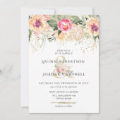 インディアン・サマー | 水彩画のピンクの芍薬 ウェディング 招待状 (正面)