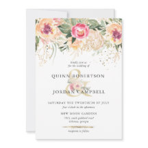 インディアン・サマー | 水彩画のピンクの芍薬 ウェディング