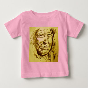 インディアン チーフ 鉛筆スケッチ ベビーTシャツ