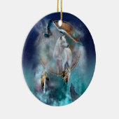 インディアン·ドリームキャッチャーと部族の頭狼 セラミックオーナメント (右)