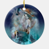 インディアン·ドリームキャッチャーと部族の頭狼 セラミックオーナメント (裏面)