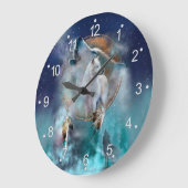 インディアン·ドリームキャッチャーと部族の頭狼 ラージ壁時計 (傾斜)