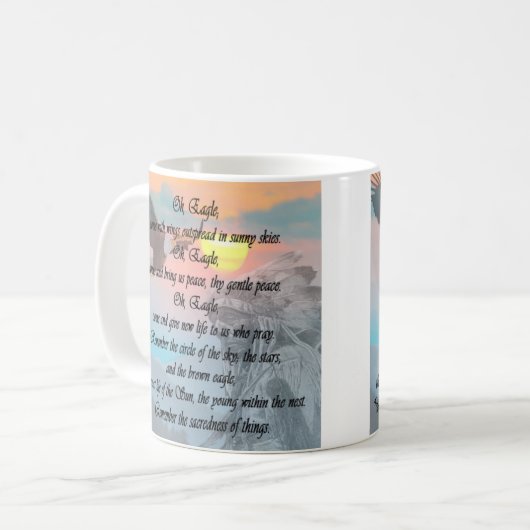 インディアン、ネイティブアメリカンのワシの祈りの言葉のマグ コーヒーマグカップ (正面左)