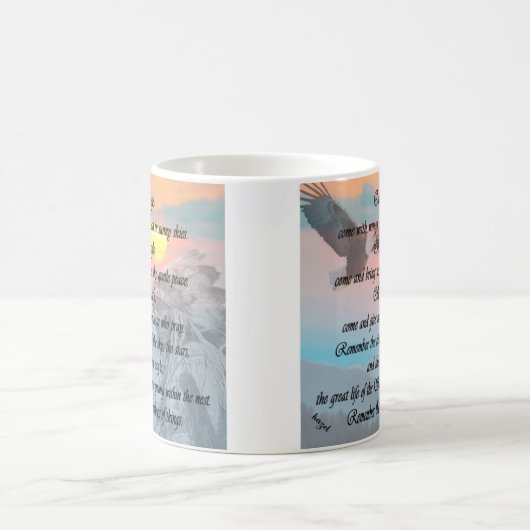 インディアン、ネイティブアメリカンのワシの祈りの言葉のマグ コーヒーマグカップ (中央)