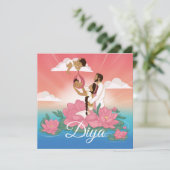 インディアン/ヒンドゥー教の赤ん坊の女の子の誕生の発表 招待状 (スタンド正面)