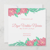 インディアン/ヒンドゥー教の赤ん坊の女の子の誕生の発表 招待状 (裏面)