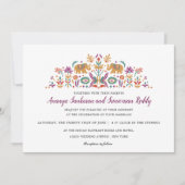 インディアン フラワー エレファント オレンジ モダン ウェディング 招待状 (正面)