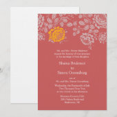 インディアン レッド ファッショナブル カラー コーディネート ウェディング 招待状 (正面/裏面)