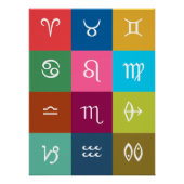 インディアン〔占星術の〕十二宮図 – 神聖な色を持つ12ヴェーダシンボルや象徴 ポスター (正面)