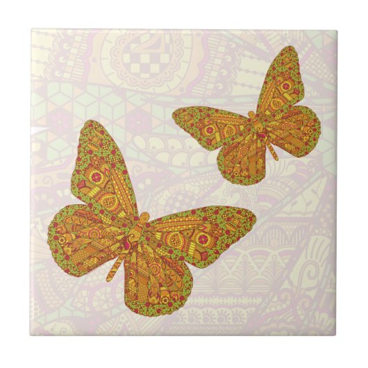 インディアン（昆虫）オオカバマダラ、モナークタイル タイル (正面)