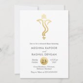 インディアン | 金フェイク箔ガネシャリハーサルディナー 招待状 (正面)