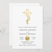 インディアン | 金フェイク箔ガネシャリハーサルディナー 招待状 (正面/裏面)