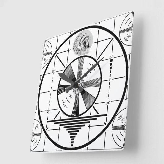 インディアンTVテストパターンクロック スクエア壁時計 (傾斜)