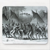 「インディアンWarfareのスケッチからの頭皮のダンス マウスパッド (正面)