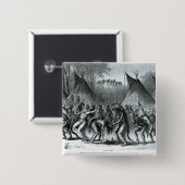 「インディアンWarfareのスケッチからの頭皮のダンス 缶バッジ (正面&裏面)