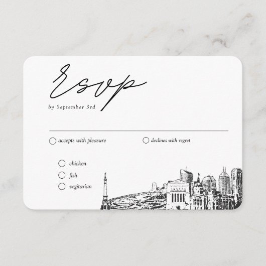 インディア結婚アポリス伝統的のRSVP食事オプション エンクロージャーカード (正面)