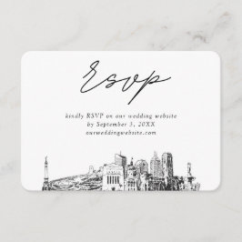 インディア結婚ナポリスのミニマルなスケッチRSVP エンクロージャーカード