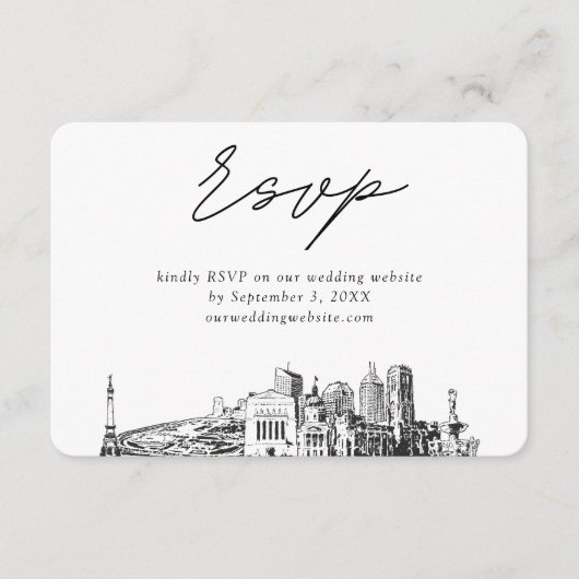 インディア結婚ナポリスのミニマルなスケッチRSVP エンクロージャーカード (正面)