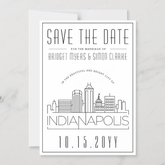 インディア結婚ナポリスの様式化された日付を保存 マグネット招待状 (正面)