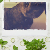 インディゴおもしろい顔 キッチンタオル (折り畳み)