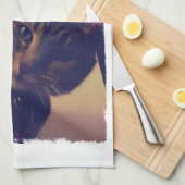 インディゴおもしろい顔 キッチンタオル (四つ折り)