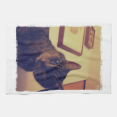 インディゴおもしろい顔 キッチンタオル (横)