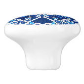 インディゴとコバルトブルーのモザイクパターン セラミックノブ (側面)