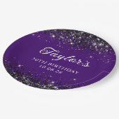 インディゴとブラックグリッター30歳の誕生日 ペーパープレート (アングル)