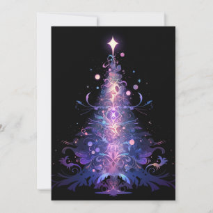 インディゴとローズゴールドのクリスマスツリー抽象画 シーズンカード