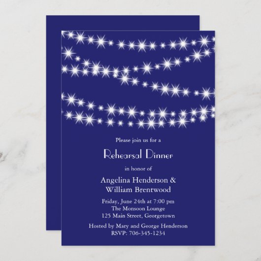 インディゴのきらめきのリハーサルの夕食の招待状 招待状 (正面/裏面)